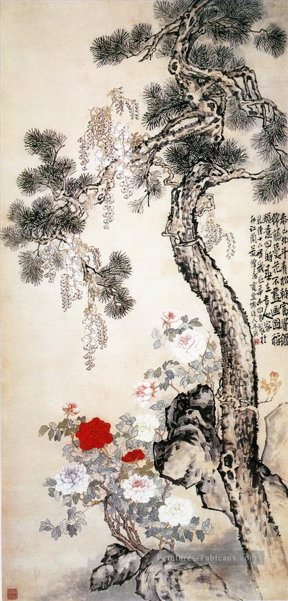 Lidan pin et fleurs à la fleur traditionnelle Peintures à l'huile